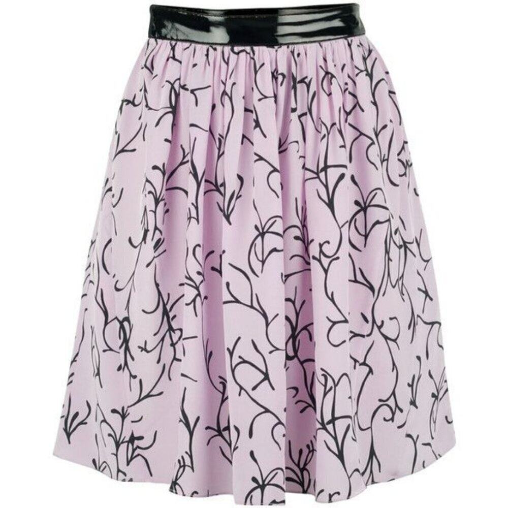 Tanya Taylor Margo Silk Mini Skirt-Large-Lavender with Black Print NWT